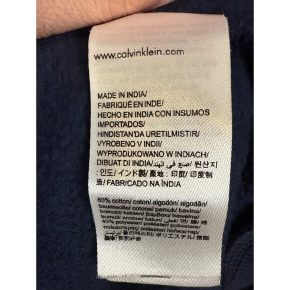 Calvin Klein Jeans Mens Cotton Crewneck Sweatshirt Navy Blue XL - Picture 6 of 10